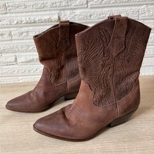 Ellemenno Tucson cowboy boots stitching western brown size 9